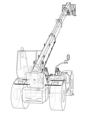 Forklift concept. Vector rendering of 3dのイラスト素材