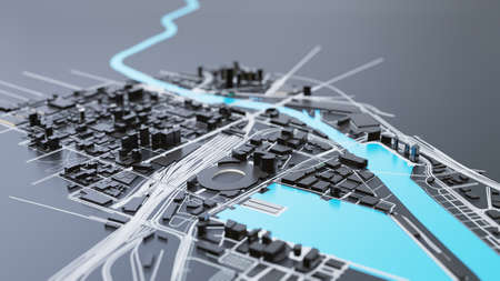 3D futuristic city architectureの写真素材