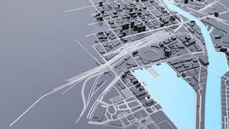 3D futuristic city architectureの写真素材
