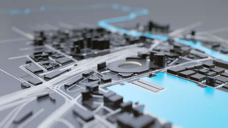 3D futuristic city architectureの写真素材
