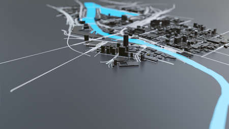 3D futuristic city architectureの写真素材