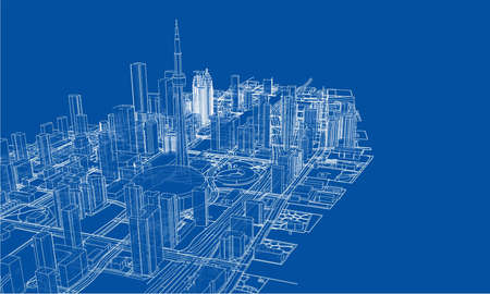 Outline city concept. Wire-frame styleの写真素材