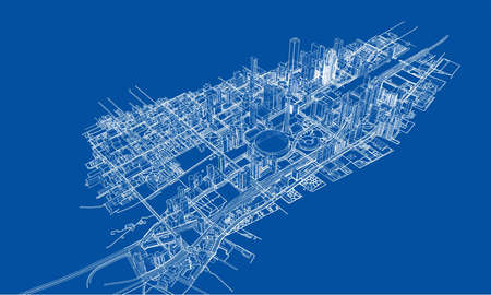 Outline city concept. Wire-frame styleの写真素材