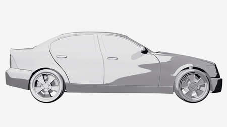 Grey car comic book 3D illustrationの写真素材