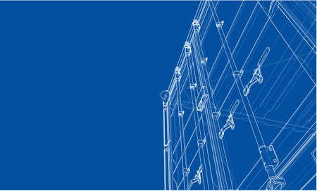 Cargo container. Wire-frame style. Vector rendering of 3d