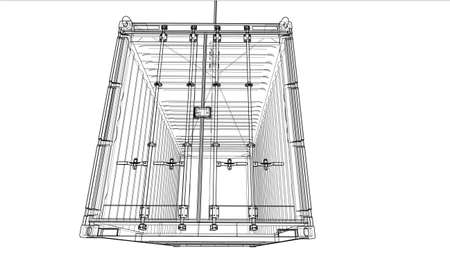 Cargo container. Wire-frame styleのイラスト素材