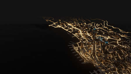 Modern city traffic road at night