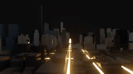 Modern city traffic road at night