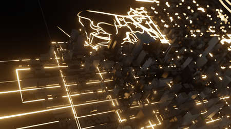 Modern city traffic road at nightの写真素材