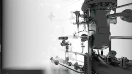 Abstract Industrial Equipment with smoke or fog
