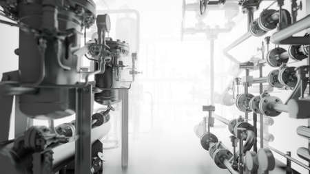 Abstract Industrial Equipment with smoke or fogの写真素材