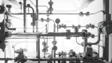 Abstract Industrial Equipment with smoke or fogの写真素材