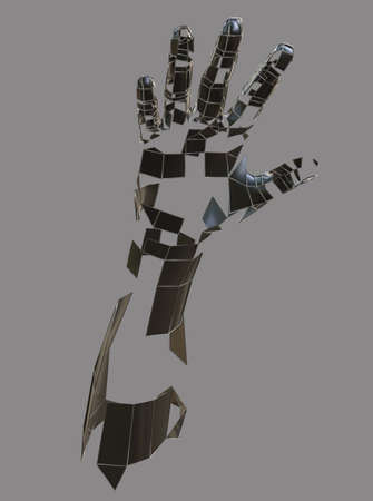 Abstract robot hand. Metal hand