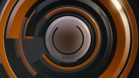 Abstract background with shiny black and orange curvesの写真素材