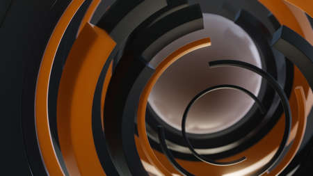 Abstract background with shiny black and orange curvesの写真素材