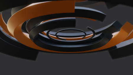 Abstract background with shiny black and orange curvesの写真素材
