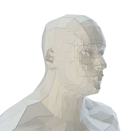 Abstract robot head of white color with cracksの写真素材