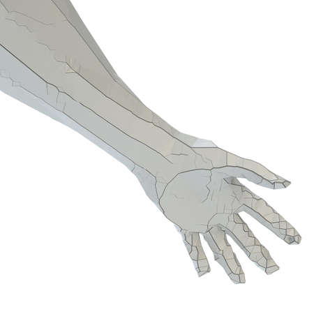 Abstract robot hand of white color with cracksの写真素材