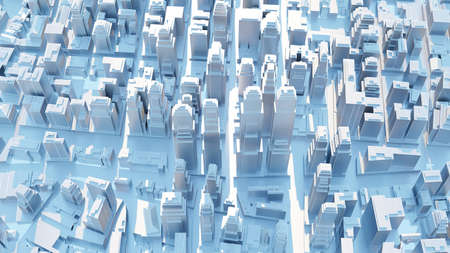 3d abstract modern city in sunny day