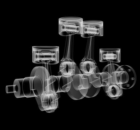 Pistons and crankshaft X-Ray styleの写真素材