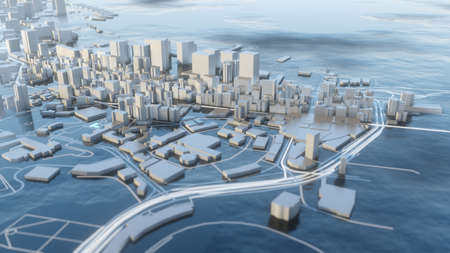 3D illustration. Futuristic City