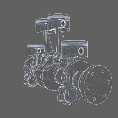 Engine pistons outline. 3D illustrationの写真素材