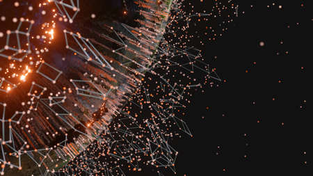 Connection lines and dots around Earth globeの写真素材