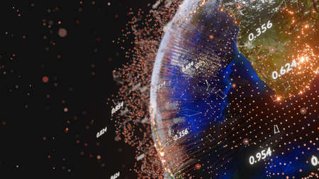 Connection lines and dots around Earth globe