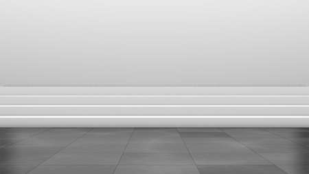 Empty light cinema screen in studio. 3D Renderingの写真素材