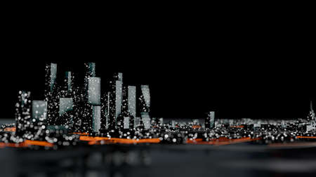 Abstract modern city at night. 3D illustrationの写真素材