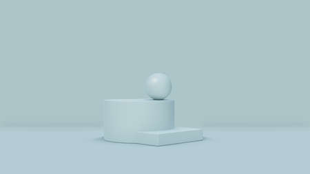 Minimal scene with podium and abstract background. Blue pastel colors scene. 3D illustrationの写真素材