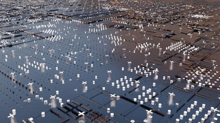 Abstract Central Computer Processors Concept. 3D illustration