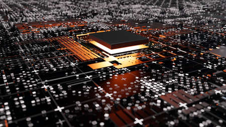 Abstract Central Computer Processors Concept. 3D illustrationの写真素材