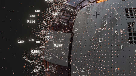 Connection Lines and Dots Around Digital Sphere