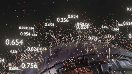 Connection Lines and Dots Around Digital Sphere