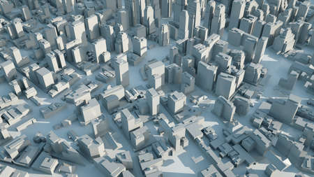 Abstract Modern White City on White Surface