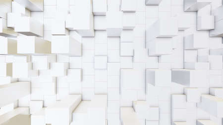 Abstract 3D illustration of white cubes backgroundの写真素材