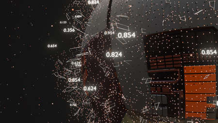 Connection Lines and Dots Around Digital Sphere