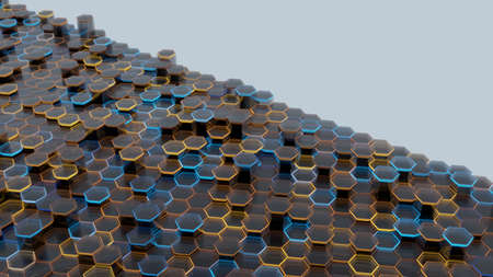Abstract Glass Background of Hexagons. 3D illustration