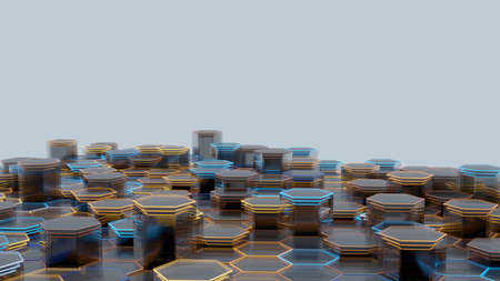 Abstract Glass Background of Hexagons. 3D illustrationの写真素材