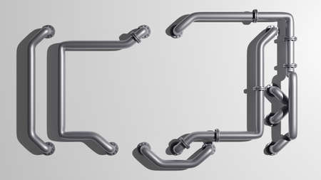 Banner with an empty space in the middle is entangled in pipes