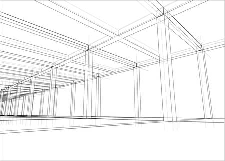 Drawing of a house under construction. Vectorのイラスト素材