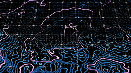 Technological glowing topographical mapの写真素材
