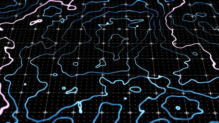 Abstract technological image of glowing topographical map. The concept of digital data. 3D...