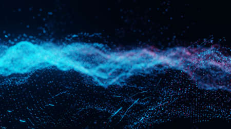 Plexus of abstract red and blue dots