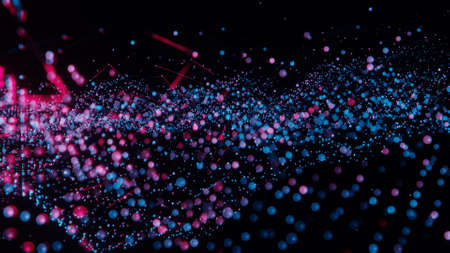 Plexus of abstract red and blue dotsの写真素材