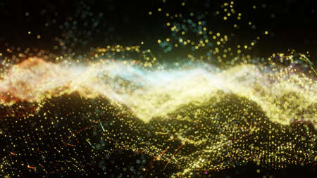 Plexus of abstract yellow dots