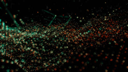 Plexus of abstract orange and green dots