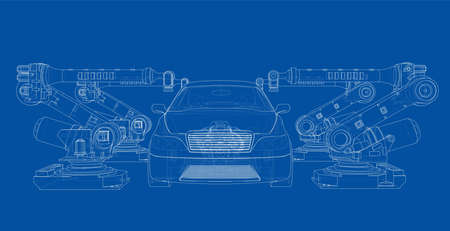 Assembly of motor vehicle. Vectorのイラスト素材