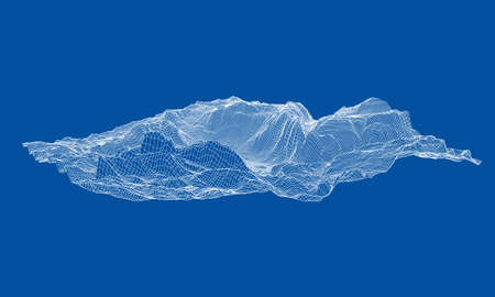 Abstract 3d wire-frame landscape. Blueprint style